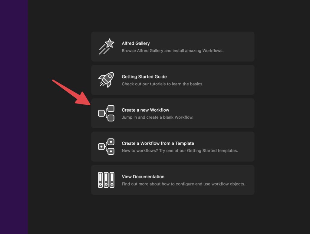 「Create a new Workflow」を選択