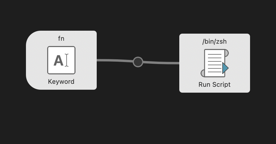 Keyword と Run Script を線でつなぐ参考画像